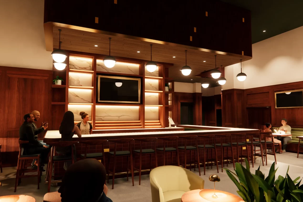 MK Steakhouse Glen Ellyn bar area during commercial remodel